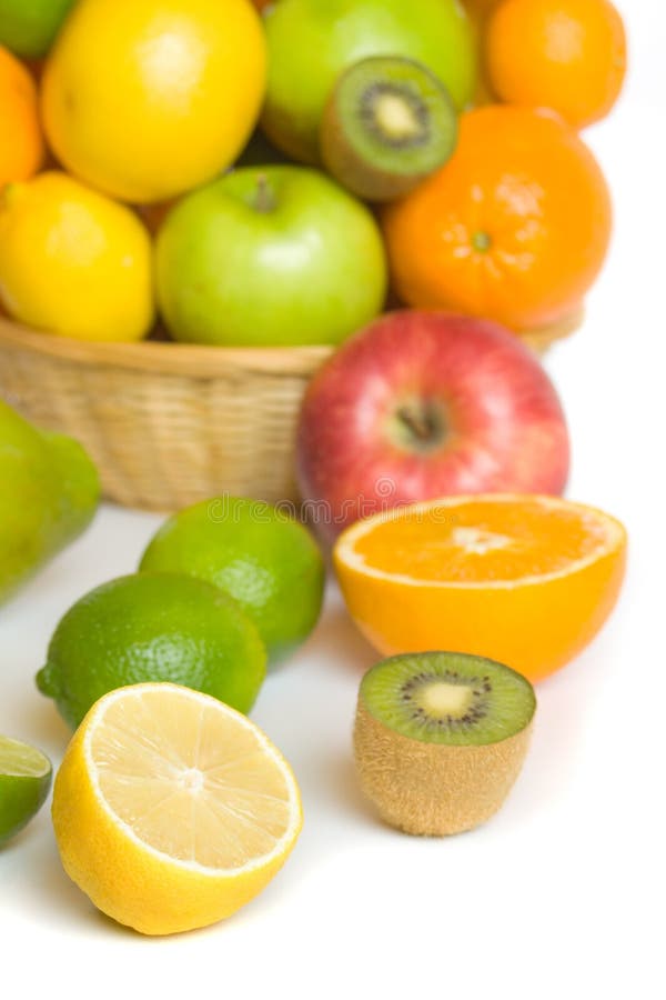 Citroen, kiwi en ander fruit stock afbeelding Citroen, kiwi en ander fruit stock afbeelding