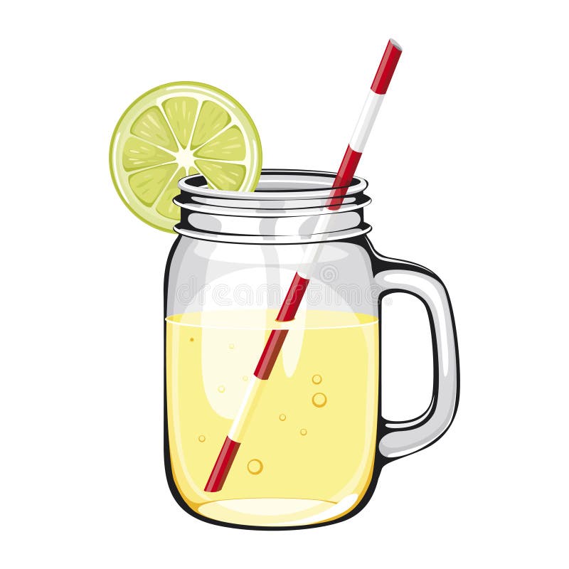 Citroensap, smoothie, in een metselaarkruik stock illustratie Citroensap, smoothie, in een metselaarkruik stock illustratie