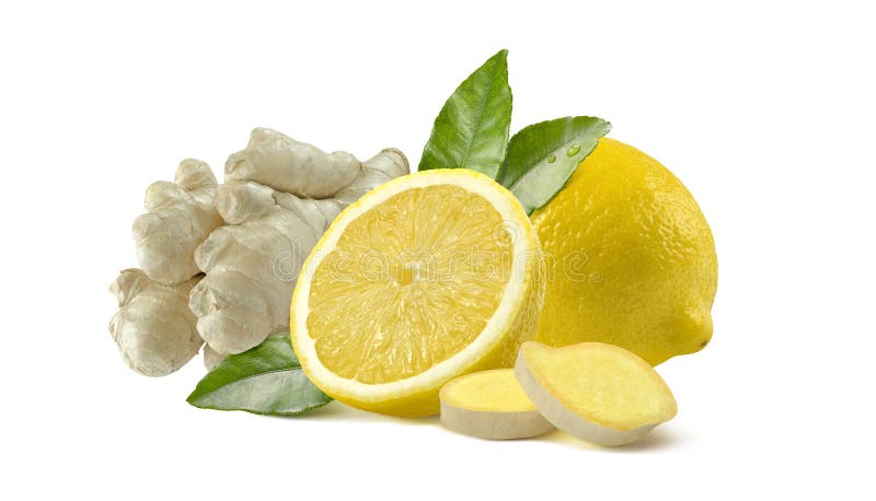 Citron och ljust rödbrun hela skivor på vit bakgrund royaltyfri fotografi