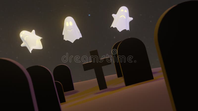 citrouille Jack O Lanterns Fantôme et sorcière Au cimetière d'Halloween pour le fond ou autre Rendu 3D illustration stock citrouille Jack O Lanterns Fantôme et sorcière Au cimetière d'Halloween pour le fond ou autre Rendu 3D illustration stock