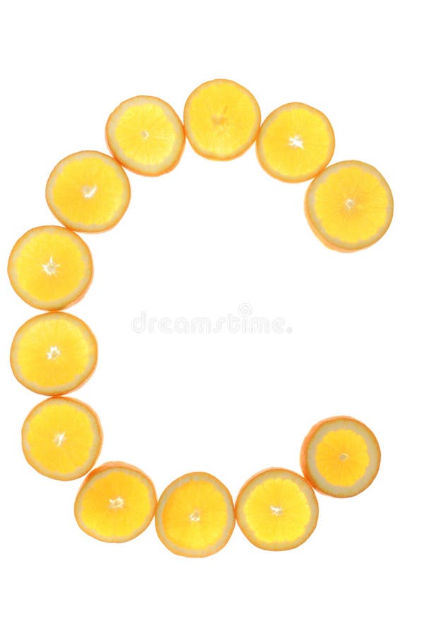 Citrus fruits in sclices forming a C for Vitamin C