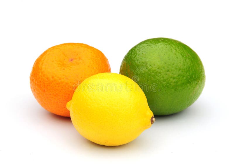 Shot of three citrus fruits isolated on white