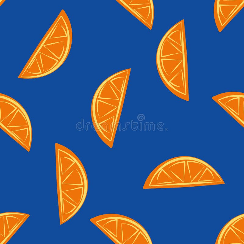 Citrus Fruit Halves Vector Seamless Pattern Background. Orange Slices