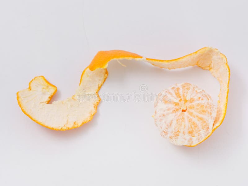 Citrus Fruit Mandarin Orange on White Background with Zest Stock Photo