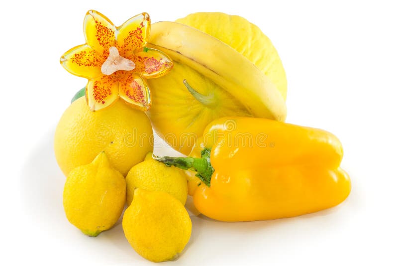 Yellow Fruit And Vegetables Stock Image - Image of background ...