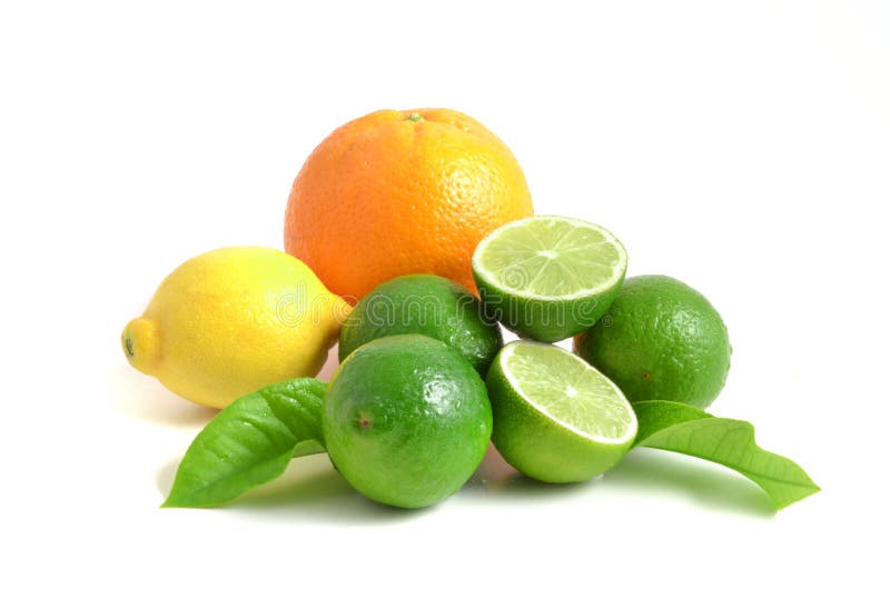 Citrus fruits isolated on white background