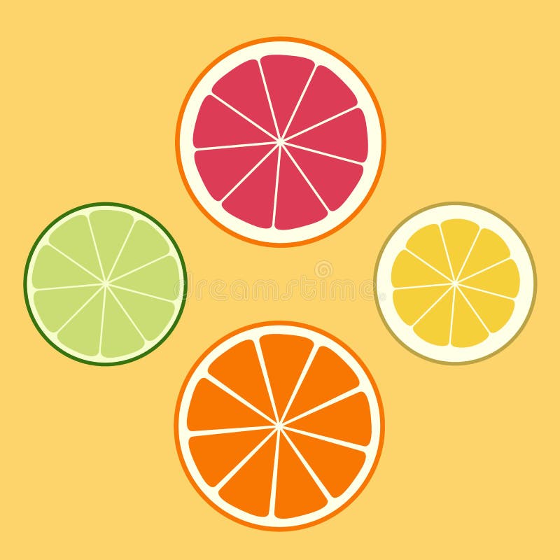 Citrus Logo, Icon, Emblem. Lemon, Lime, Orange, Grapefruit. Juicy Set ...