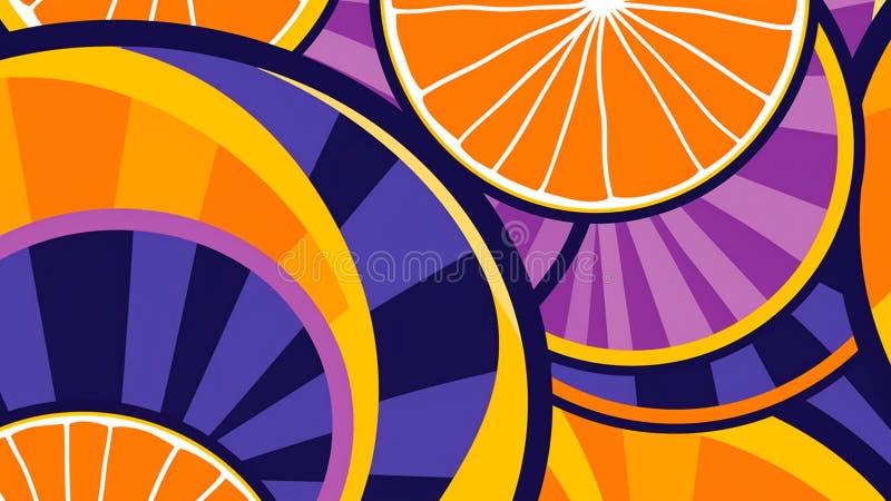 Model de artă retro-pop pentru citrice și violet electric vector illustration