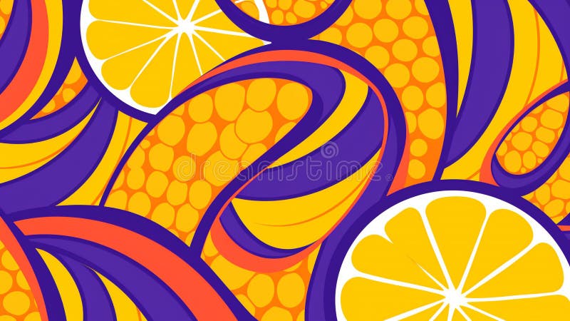 Model de artă retro-pop pentru citrice și violet electric stock illustration