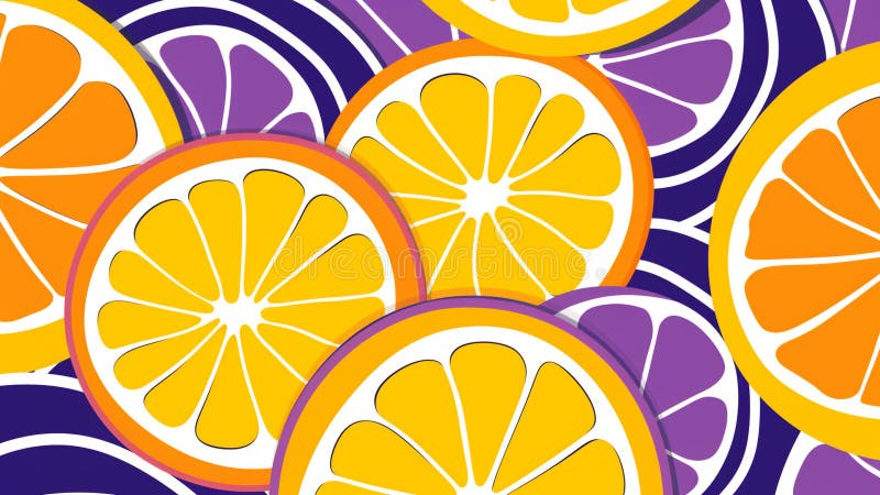 Model de artă retro-pop pentru citrice și violet electric vector illustration