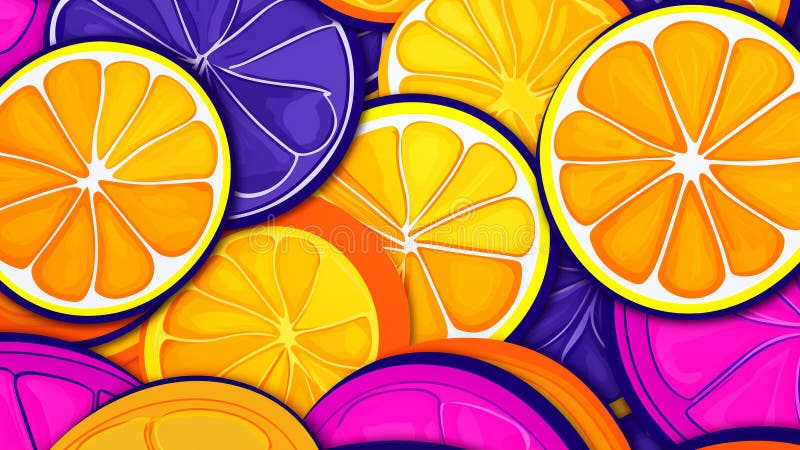 Model de artă retro-pop pentru citrice și violet electric royalty free illustration