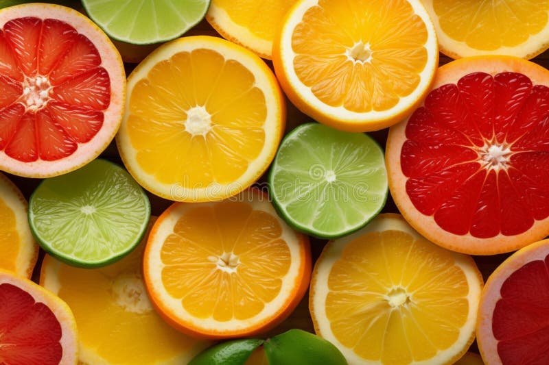 Citrus palette, a vibrant mix of colorful citrus fruits royalty free illustration