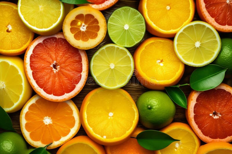 Citrus palette, a vibrant mix of colorful citrus fruits vector illustration