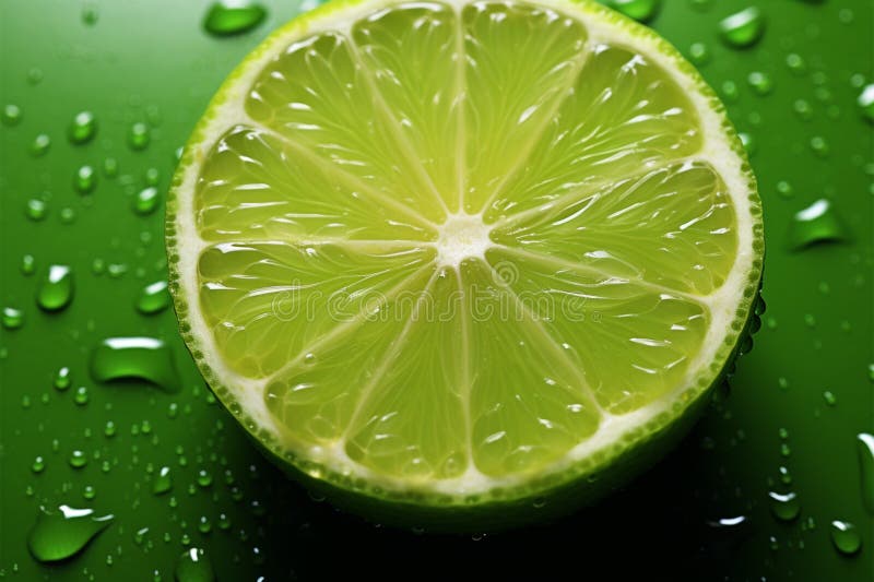 Citrus Refresh Fresh lime slice with water drop on green background vector illustration