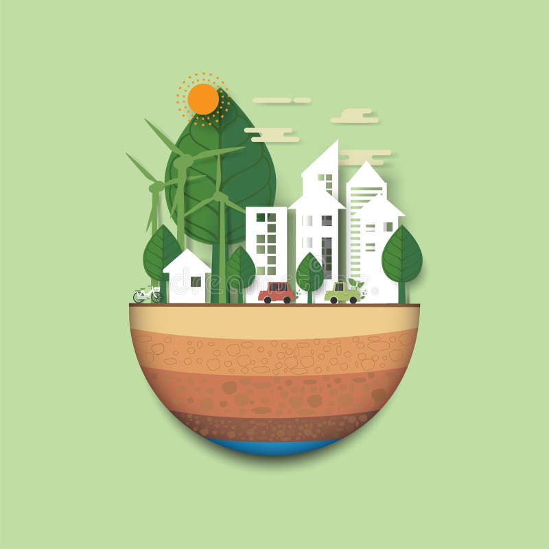 Città amichevole di eco verde della natura e parte posteriore urbana dell'estratto del paesaggio illustrazione di stock Città amichevole di eco verde della natura e parte posteriore urbana dell'estratto del paesaggio illustrazione di stock