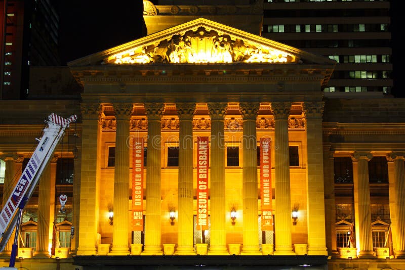 Città corridoio di Brisbane nella notte fotografia stock Città corridoio di Brisbane nella notte fotografia stock