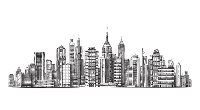città Costruzioni moderne architettoniche nella vista panoramica Illustrazione di vettore di schizzo illustrazione di stock città Costruzioni moderne architettoniche nella vista panoramica Illustrazione di vettore di schizzo illustrazione di stock