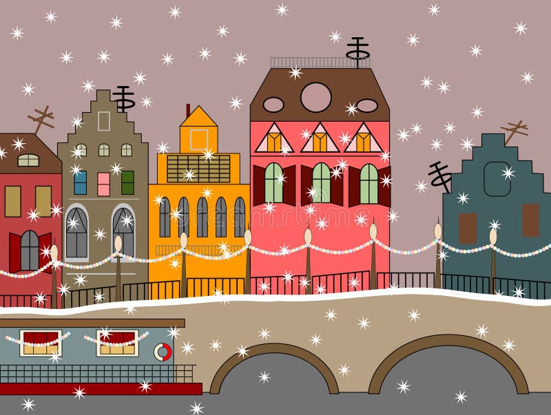 Città del fairy di inverno di vettore illustrazione vettoriale Città del fairy di inverno di vettore illustrazione vettoriale