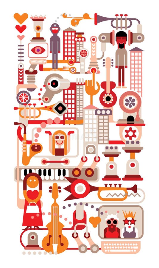 Città di musica illustrazione di stock Città di musica illustrazione di stock