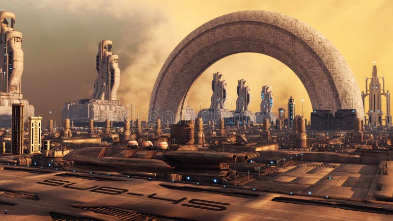 Città futuristica illustrazione di stock