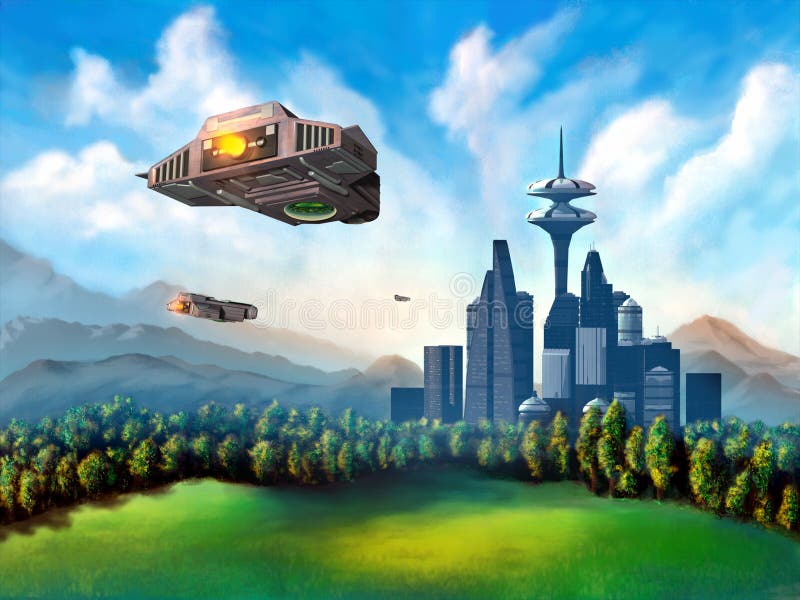 Città futuristica illustrazione vettoriale