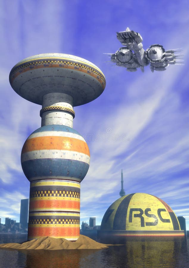 Città futuristica illustrazione di stock