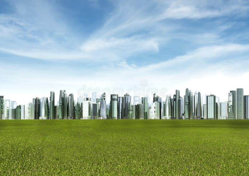 Città futuristica verde illustrazione di stock