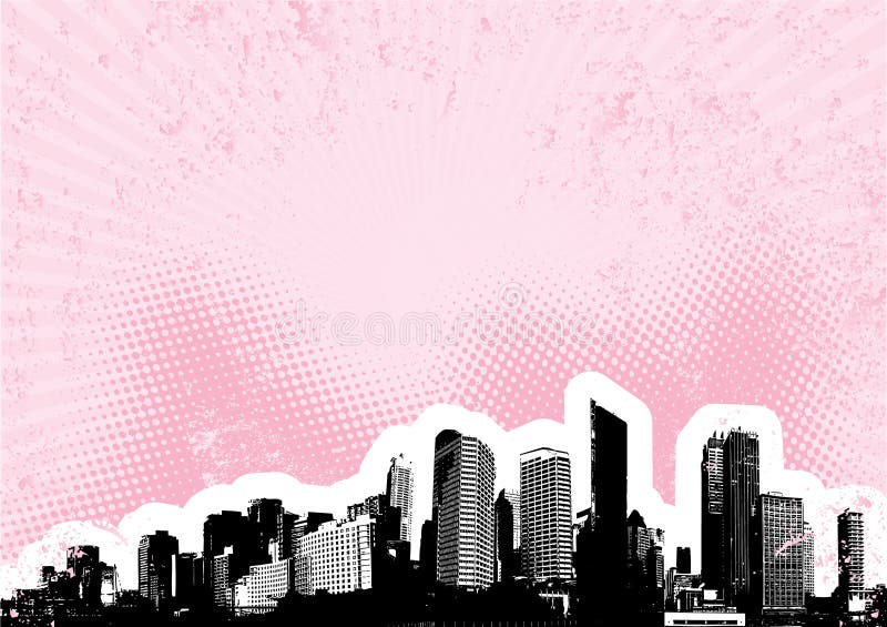 Città nera con il colore rosa. Vettore royalty illustrazione gratis Città nera con il colore rosa. Vettore royalty illustrazione gratis