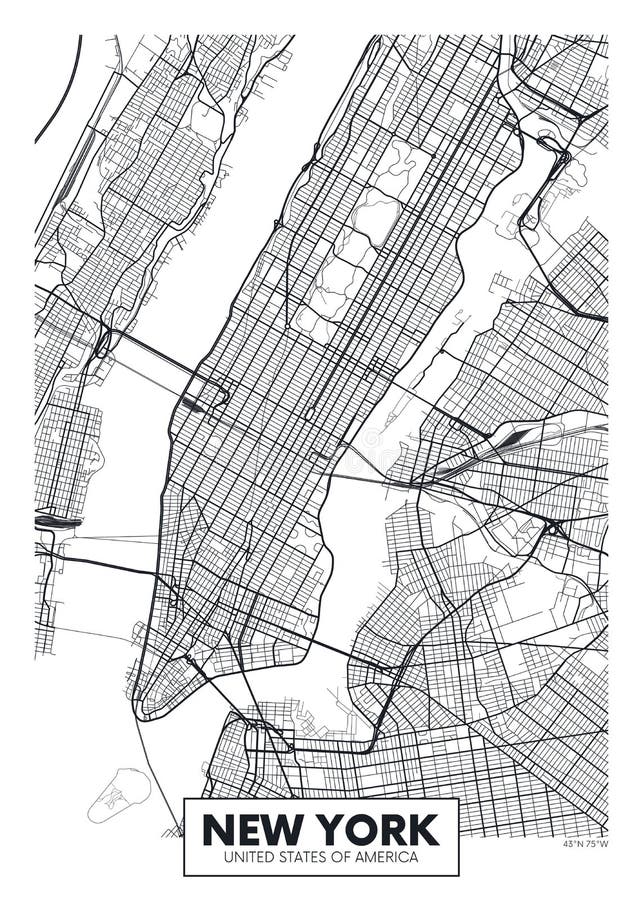 Città New York della mappa del manifesto di vettore royalty illustrazione gratis Città New York della mappa del manifesto di vettore royalty illustrazione gratis