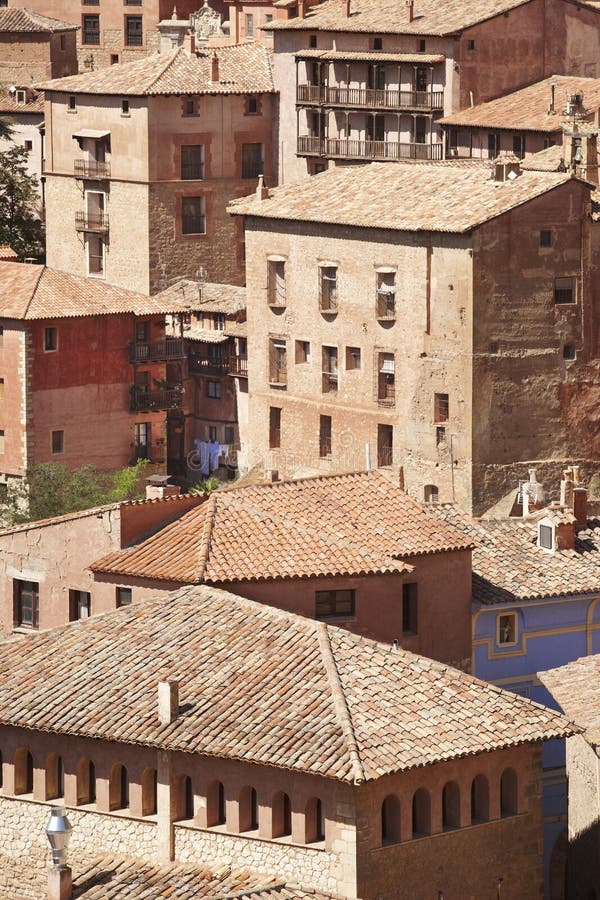 Città pittoresca in Spagna Case antiche Albarracin Teruel immagine stock libera da diritti Città pittoresca in Spagna Case antiche Albarracin Teruel immagine stock libera da diritti