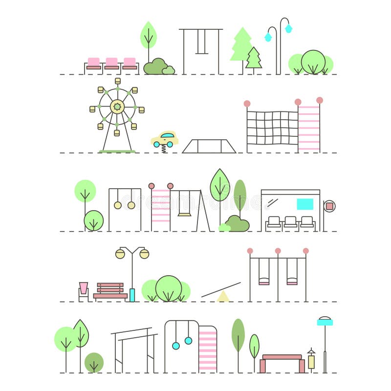 City activities illustration in linear style. royalty free illustration City activities illustration in linear style. royalty free illustration