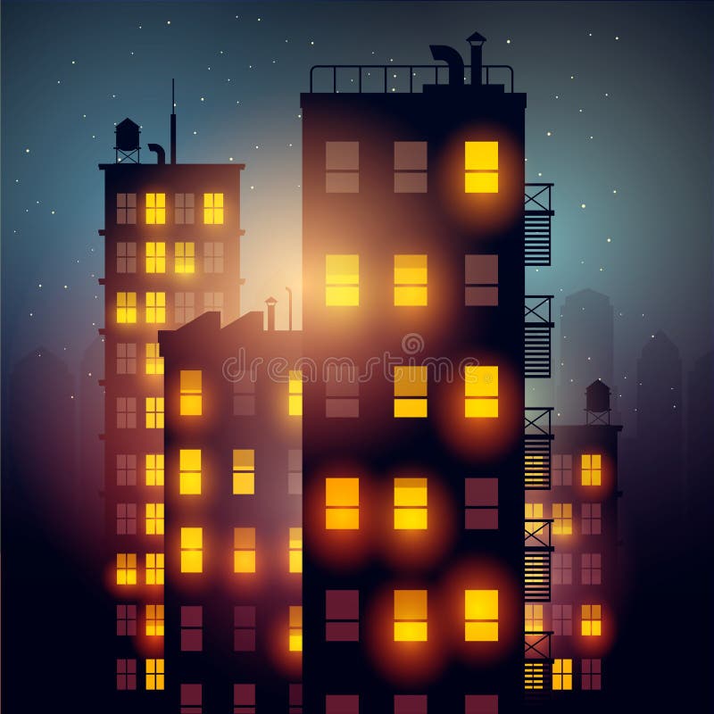 City Apartments at Night stock vector. Illustration of pattern 40604002