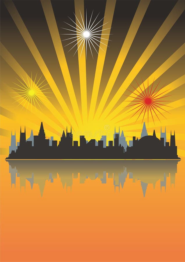 City in beams royalty free illustration