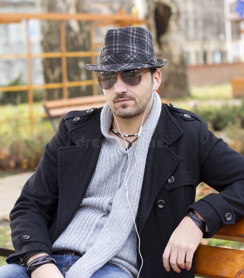 City boy with headphones royalty free stock photos