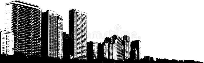 En blanco y negro ilustraciones de la ciudad.