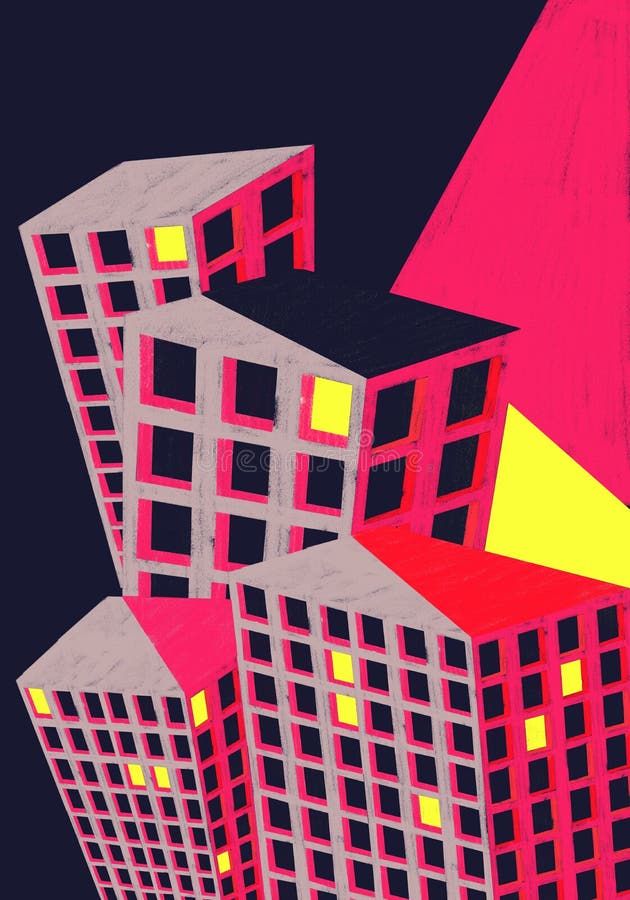 City buildings poster illustration colourful. vector illustration City buildings poster illustration colourful. vector illustration