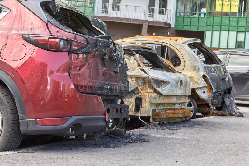 City burned cars after a fire in one of the city`s districts. City burned cars, some details after a fire in one of the city`s districts stock images City burned cars after a fire in one of the city`s districts. City burned cars, some details after a fire in one of the city`s districts stock images