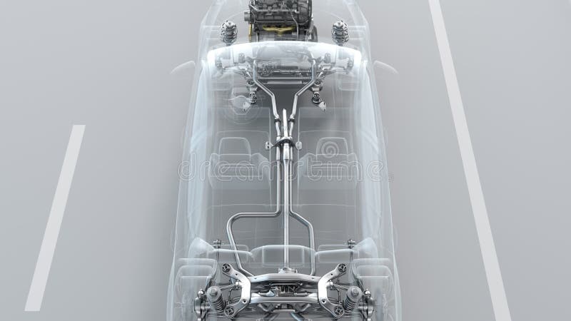 City car structure overview during driving Top View . 4k