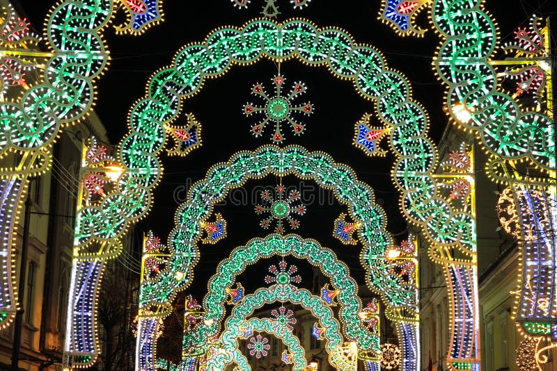 City Christmas Lights stock image. Image of santa, lights - 65145263