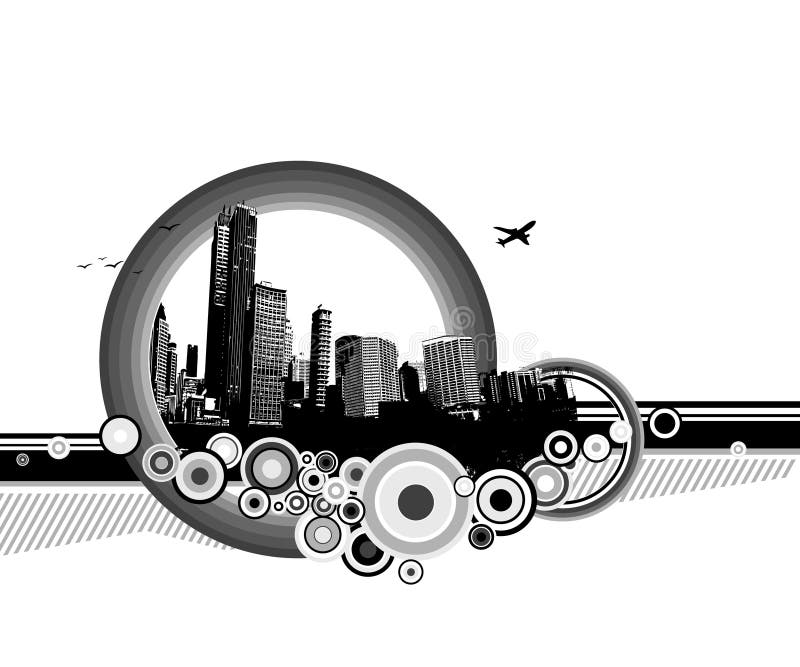 City with circles on white background. Vector. City with circles on white background. Vector