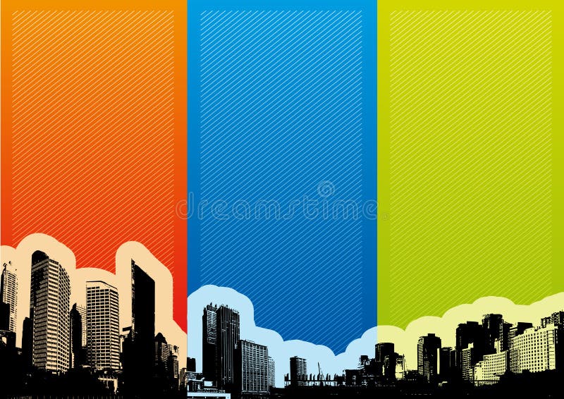 City with colorful stripes. Vector