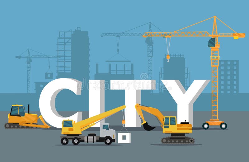 City Development Concept. Build Banner in Flat Style stock illustration City Development Concept. Build Banner in Flat Style stock illustration