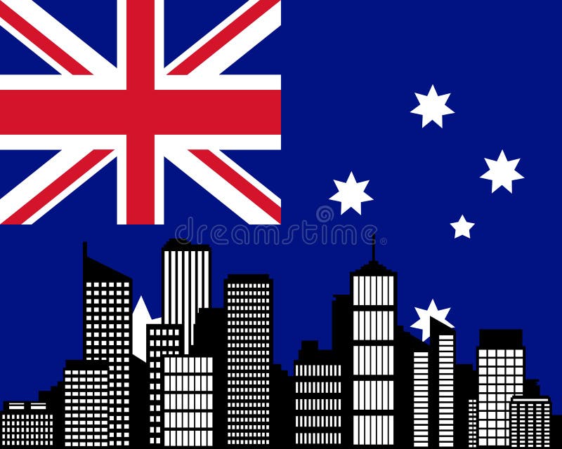 City and flag of Australia vector illustration City and flag of Australia vector illustration