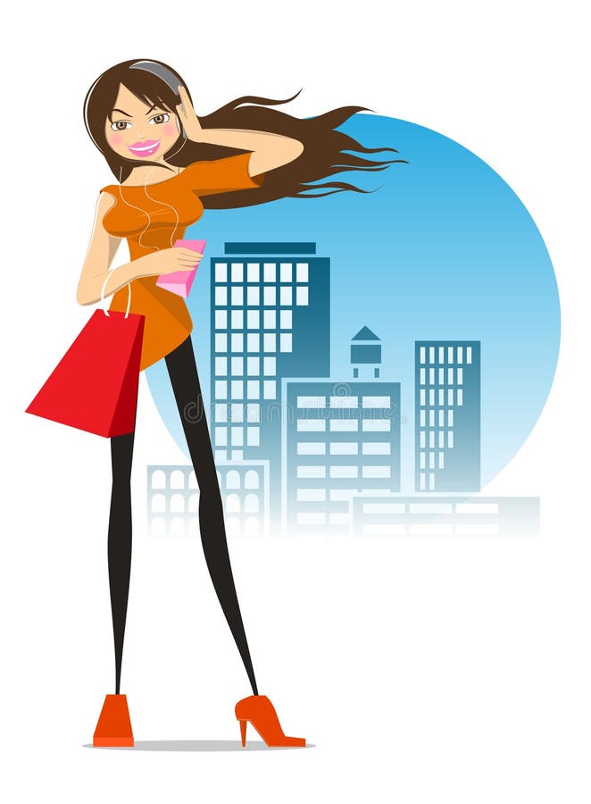 City girl stock vector. Illustration of purse, dress 11876884