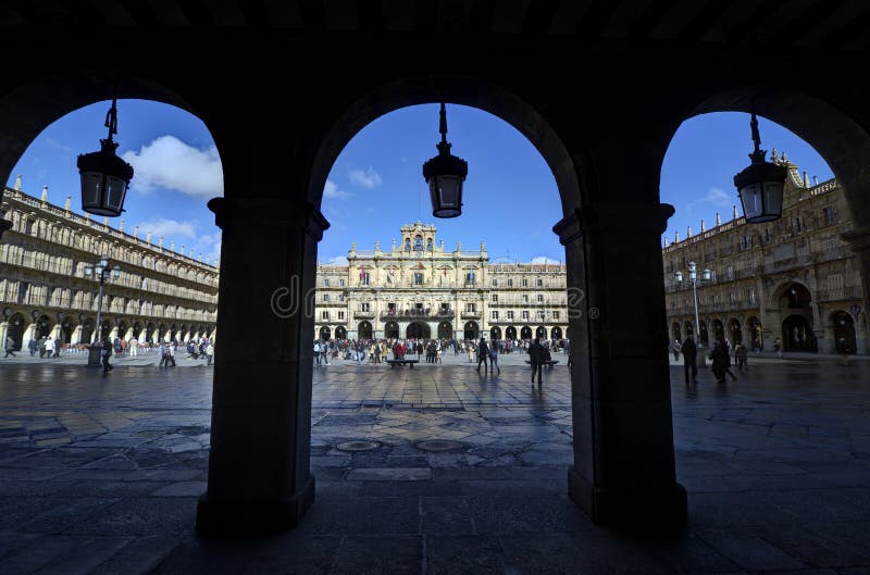 City Hall Salamanca editorial photo. Image of backlighting 29109316