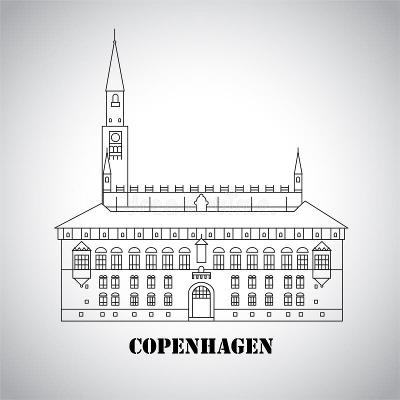 City Hall Square in Copenhagen Denmark Stock Vector - Illustration of ...