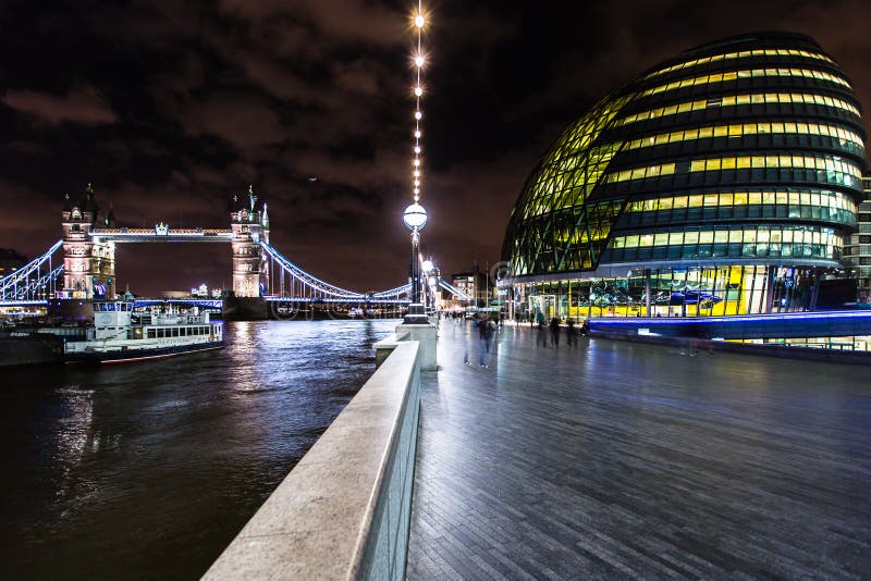 City Hall and Tower Bridge in London British capital panorama a