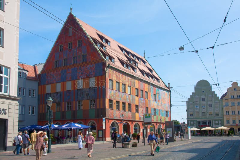 Gabled Houses at Moritz Square, Augsburg Editorial Image Image of