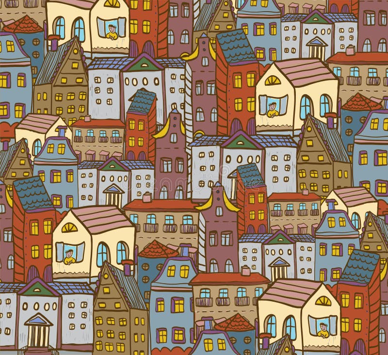 City houses color pattern vector. City houses color pattern vector