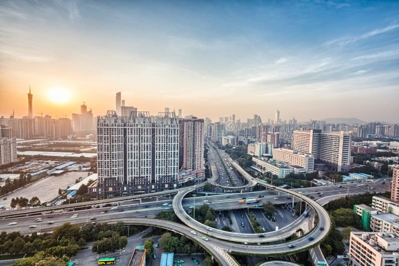 City interchange overpass at dusk stock image City interchange overpass at dusk stock image